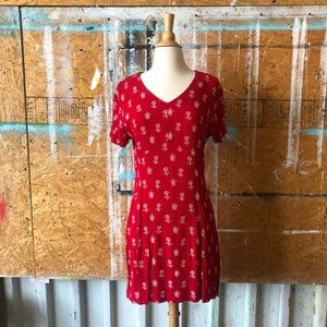 Vintage Red Rose Mini Dress S/M